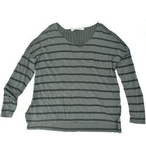 Michael Stars Women's Gray Black Striped Long Sleeve Knit Top One Size Fits Most